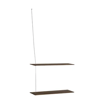 Scaffale Stedge - Rovere affumicato-acciaio spazzolato, 60 cm, 2 ripiani - Woud