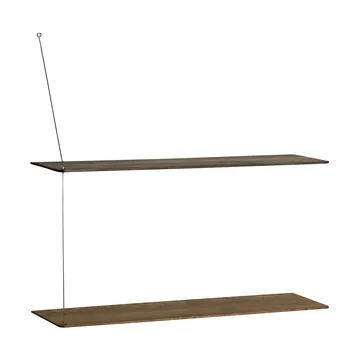 Scaffale Stedge - Rovere affumicato-acciaio spazzolato, 80 cm, 2 ripiani - Woud
