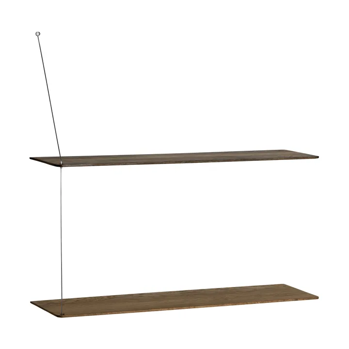 Scaffale Stedge - Rovere affumicato-acciaio spazzolato, 80 cm, 2 ripiani - Woud