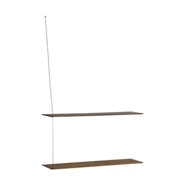 Scaffale Stedge - Rovere affumicato-acciaio spazzolato, 80 cm, 2 ripiani - Woud