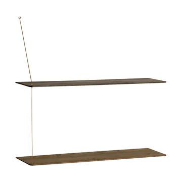Scaffale Stedge - Rovere fumé-ottone, 80 cm, 2 ripiani - Woud