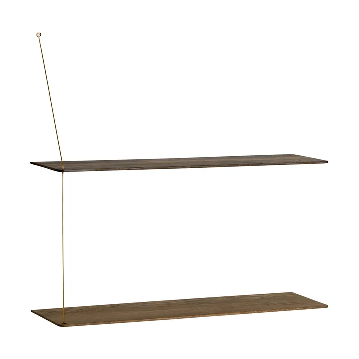 Scaffale Stedge - Rovere fumé-ottone, 80 cm, 2 ripiani - Woud