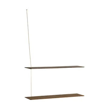 Scaffale Stedge - Rovere fumé-ottone, 80 cm, 2 ripiani - Woud