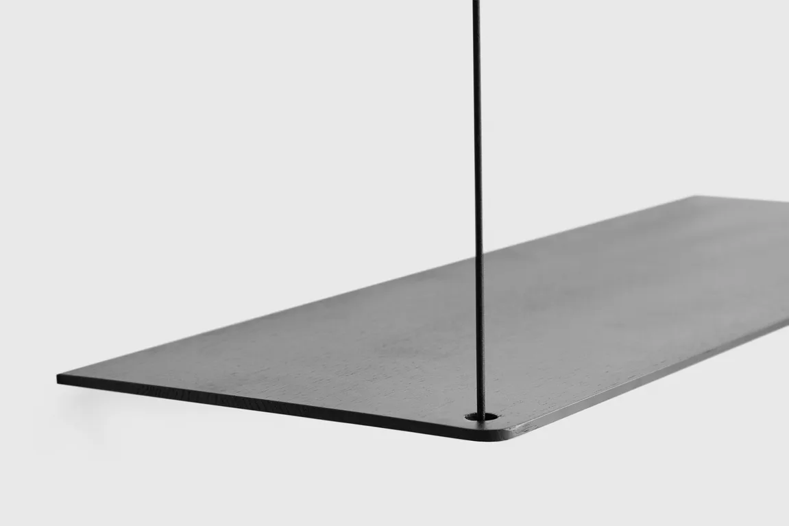 Scaffale Stedge, Rovere nero, 80 cm, 2 ripiani Woud