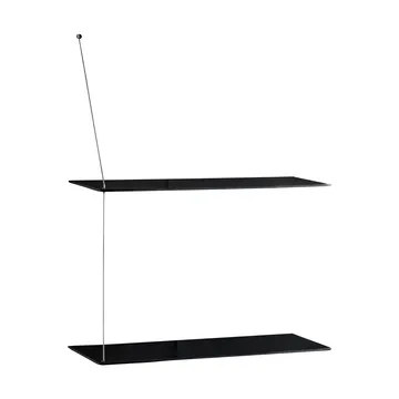 Scaffale Stedge - Rovere nero-acciaio spazzolato, 60 cm, 2 ripiani - Woud