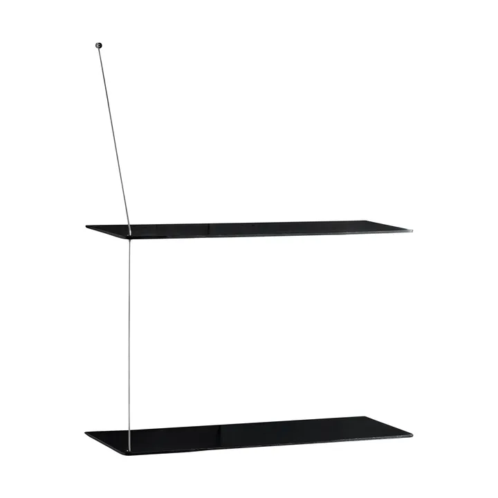 Scaffale Stedge - Rovere nero-acciaio spazzolato, 60 cm, 2 ripiani - Woud