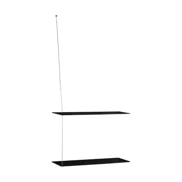 Scaffale Stedge - Rovere nero-acciaio spazzolato, 60 cm, 2 ripiani - Woud