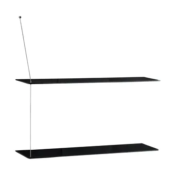 Scaffale Stedge - Rovere nero-acciaio spazzolato, 80 cm, 2 ripiani - Woud
