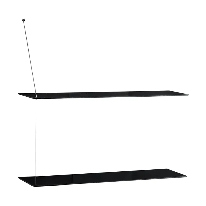 Scaffale Stedge - Rovere nero-acciaio spazzolato, 80 cm, 2 ripiani - Woud