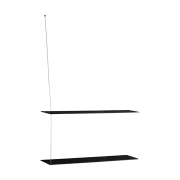 Scaffale Stedge - Rovere nero-acciaio spazzolato, 80 cm, 2 ripiani - Woud