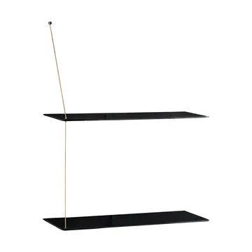 Scaffale Stedge - Rovere nero-ottone, 60 cm, 2 ripiani - Woud