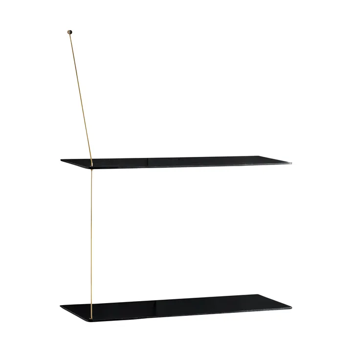 Scaffale Stedge - Rovere nero-ottone, 60 cm, 2 ripiani - Woud