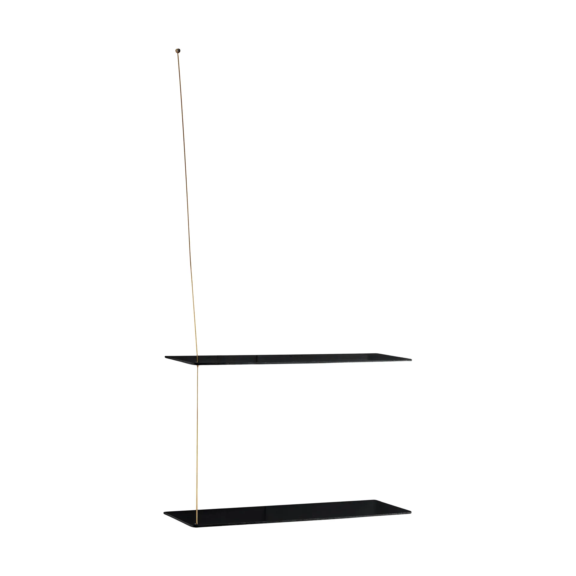 Scaffale Stedge, Rovere nero-ottone, 60 cm, 2 ripiani Woud