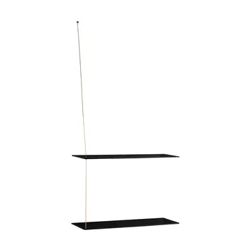 Scaffale Stedge - Rovere nero-ottone, 60 cm, 2 ripiani - Woud