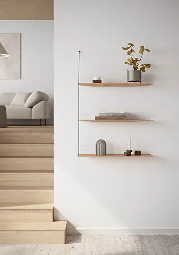 Scaffale Stedge - Rovere nero-ottone, 60 cm, 2 ripiani - Woud