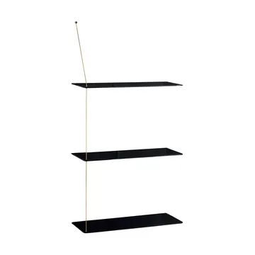 Scaffale Stedge - Rovere nero-ottone, 60 cm, 3 ripiani - Woud