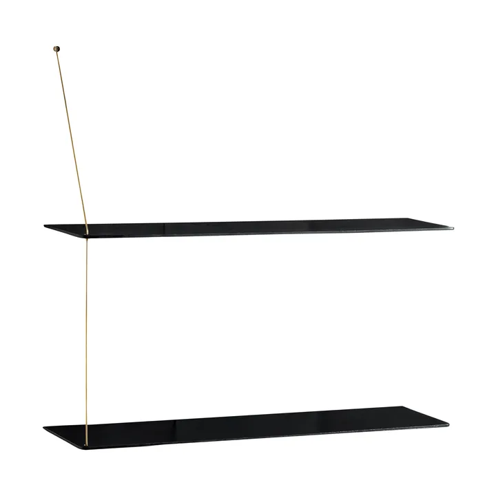 Scaffale Stedge - Rovere nero-ottone, 80 cm, 2 ripiani - Woud