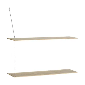 Scaffale Stedge - Rovere sbiancato-acciaio spazzolato, 80 cm, 2 ripiani - Woud