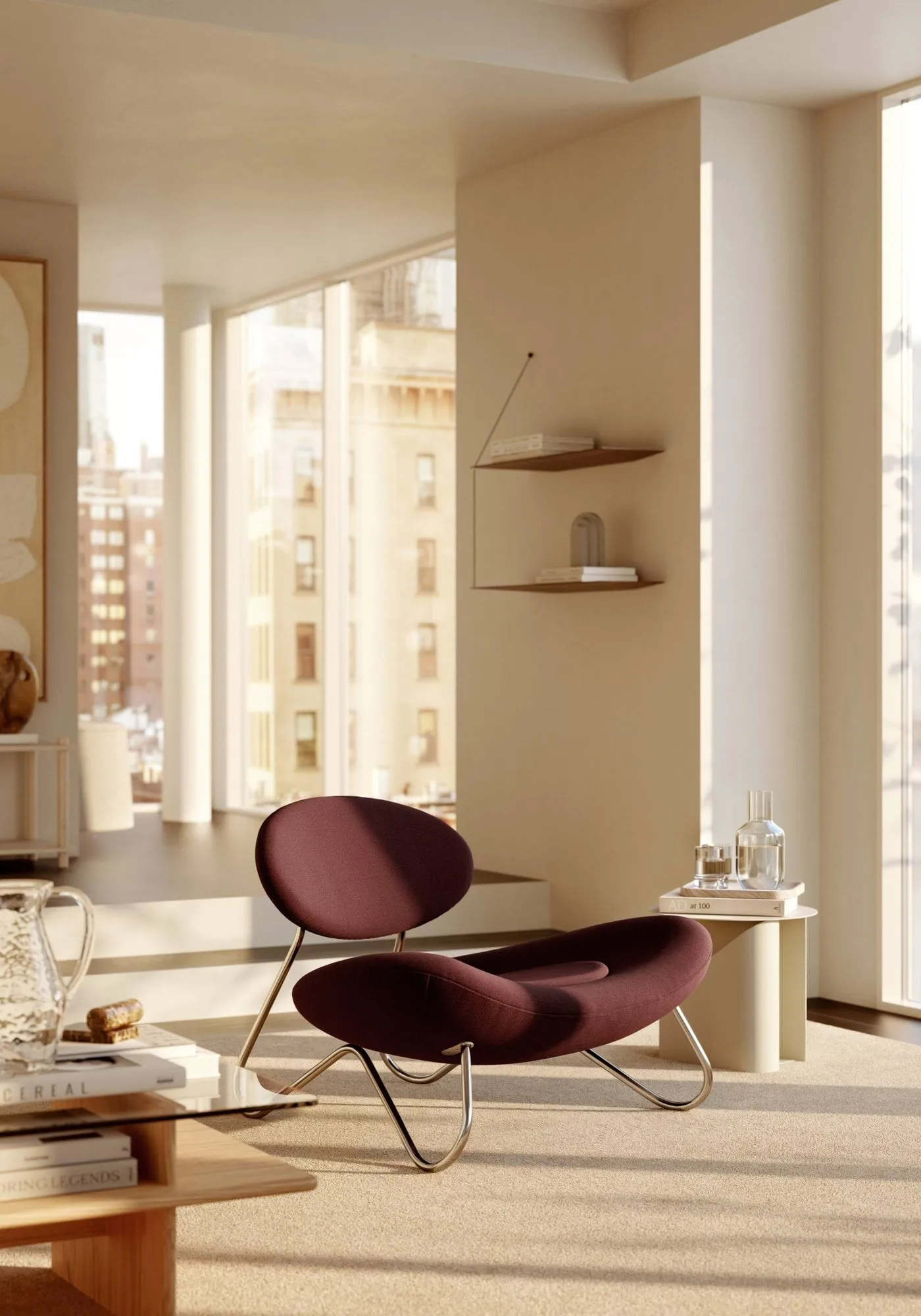 Scaffale Stedge, Rovere sbiancato-acciaio spazzolato, 80 cm, 2 ripiani Woud
