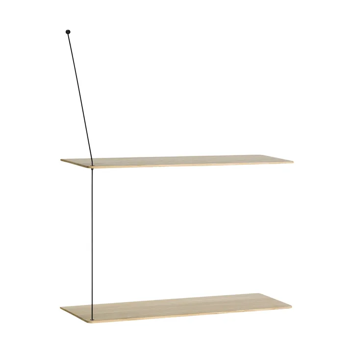 Scaffale Stedge - Rovere sbiancato-nero, 2 ripiani, 60 cm - Woud