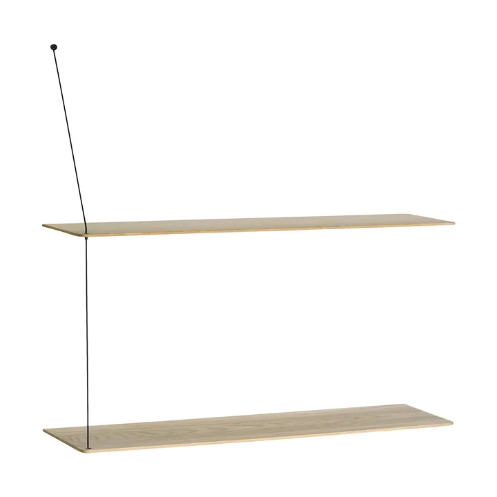 Scaffale Stedge - Rovere sbiancato-nero, 80 cm, 2 ripiani - Woud