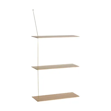 Scaffale Stedge - Rovere sbiancato-ottone, 60 cm, 3 ripiani - Woud