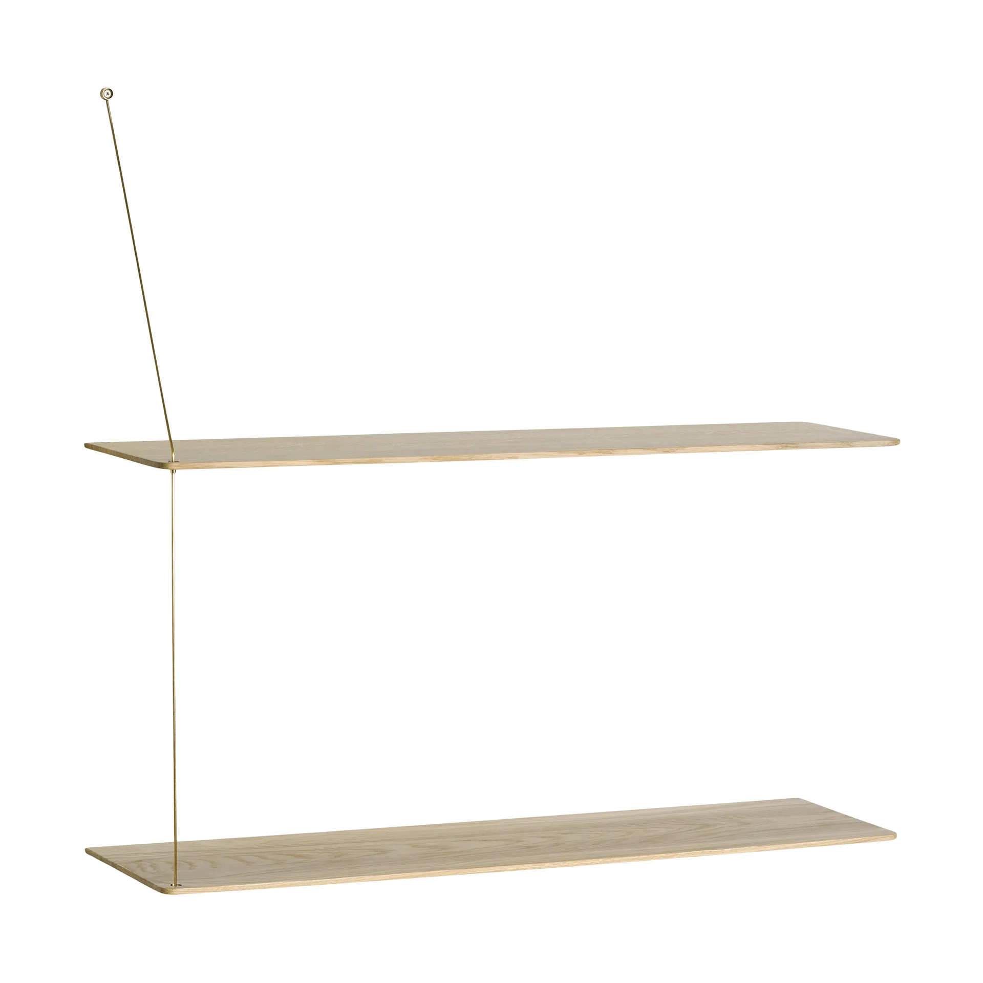 Scaffale Stedge, Rovere sbiancato-ottone, 80 cm, 2 ripiani Woud