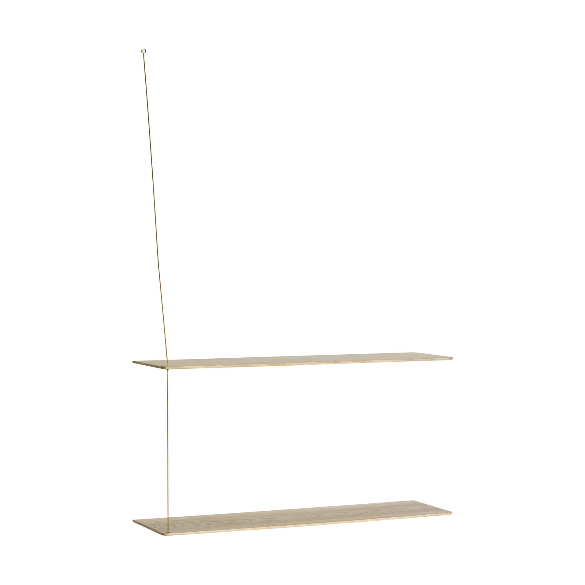 Scaffale Stedge, Rovere sbiancato-ottone, 80 cm, 2 ripiani Woud