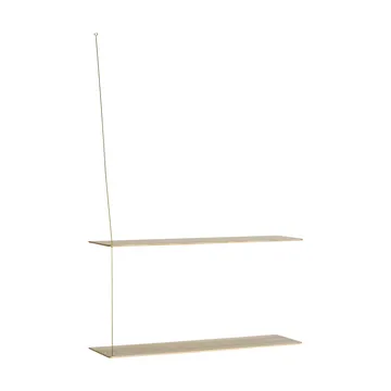Scaffale Stedge - Rovere sbiancato-ottone, 80 cm, 2 ripiani - Woud