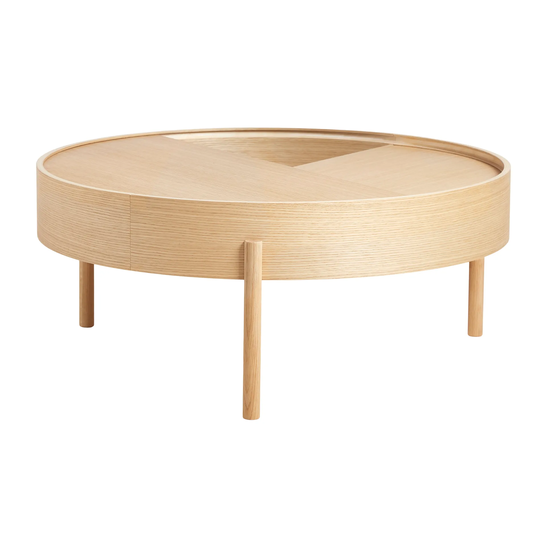 Tavolino Arc Ø 89 cm, Rovere pigmentato bianco Woud