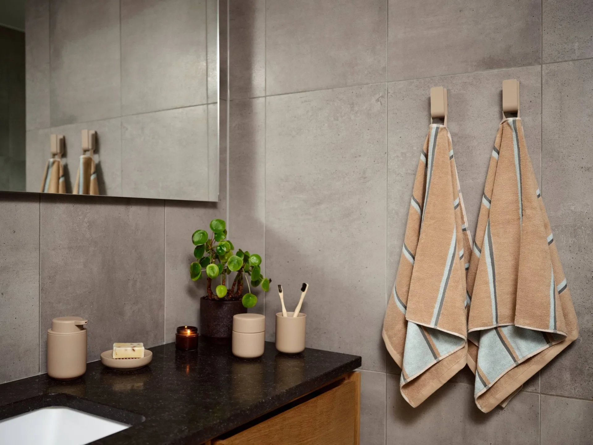 Asciugamano sauna, Camel-ice blue-olive green, 50x100 cm Zone Denmark