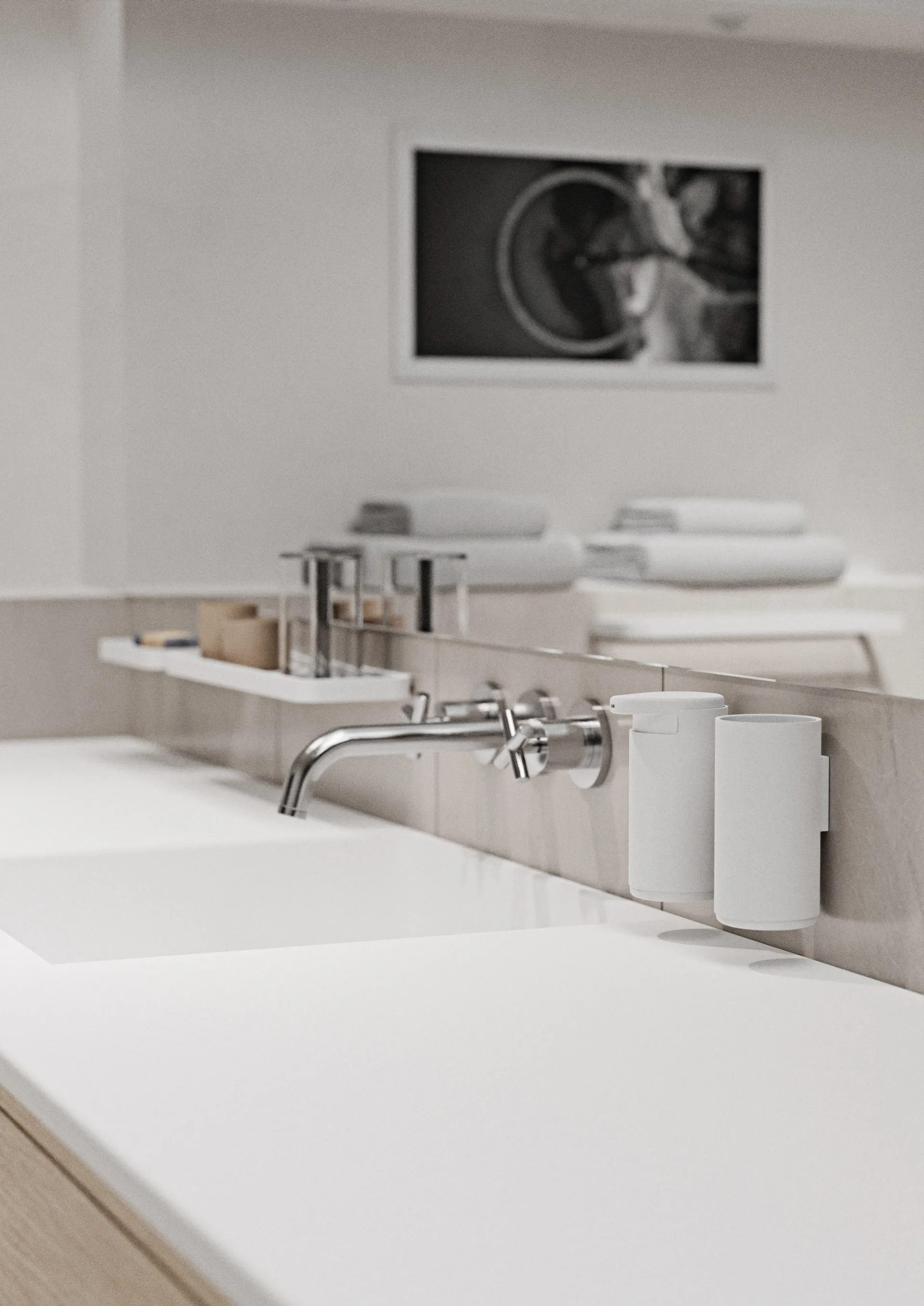 Distributore di sapone RIM - a parete, 14,4 cm, Bianco Zone Denmark