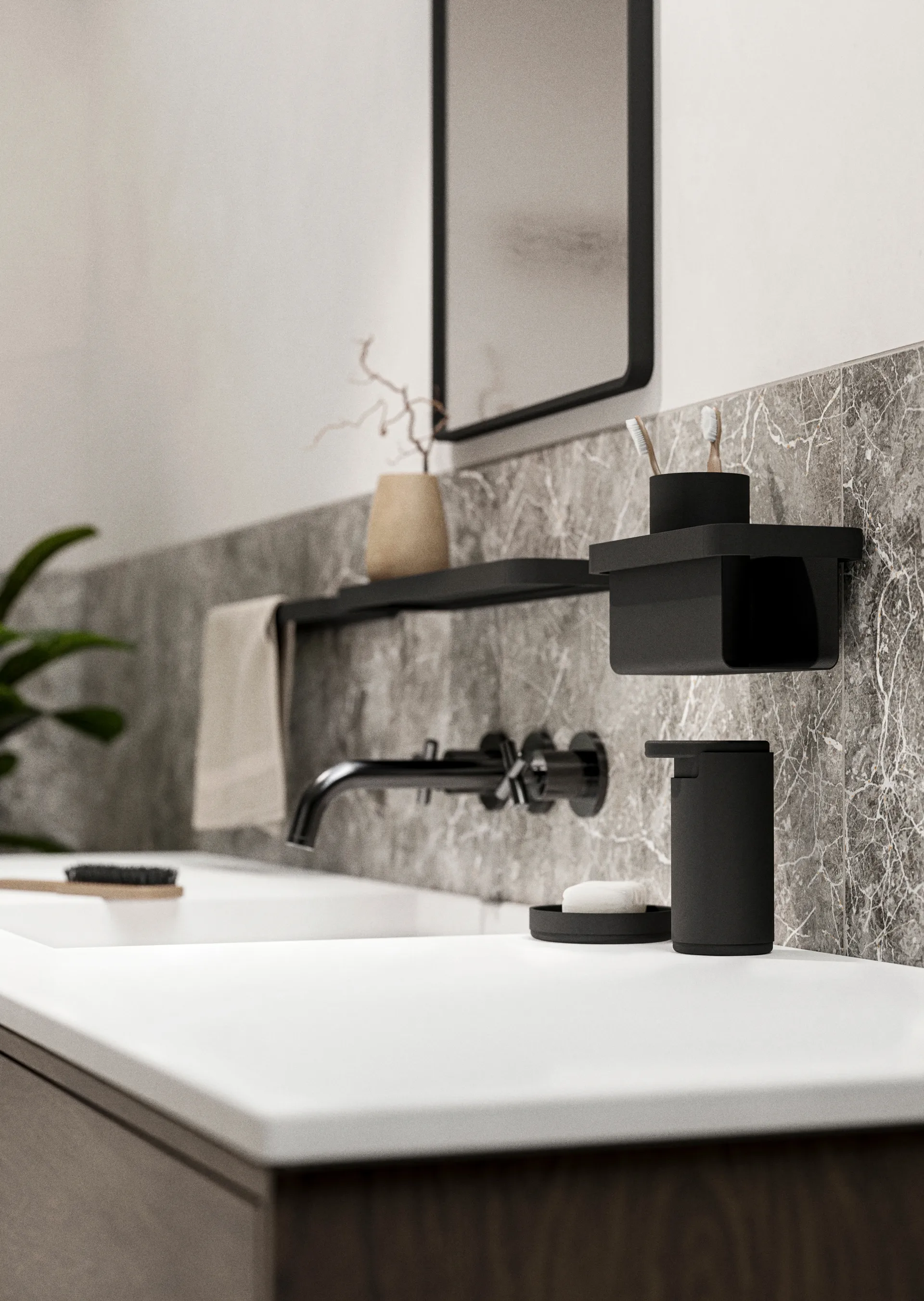 Mensola doccia alta RIM 11x22 cm, Nero Zone Denmark