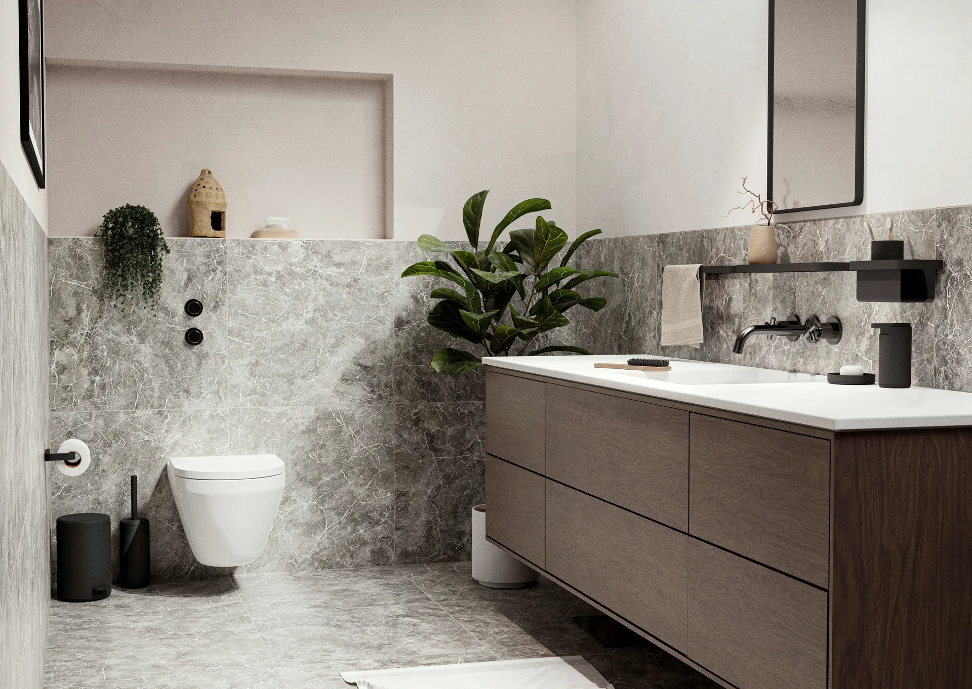 Mensola doccia alta RIM 11x22 cm, Nero Zone Denmark