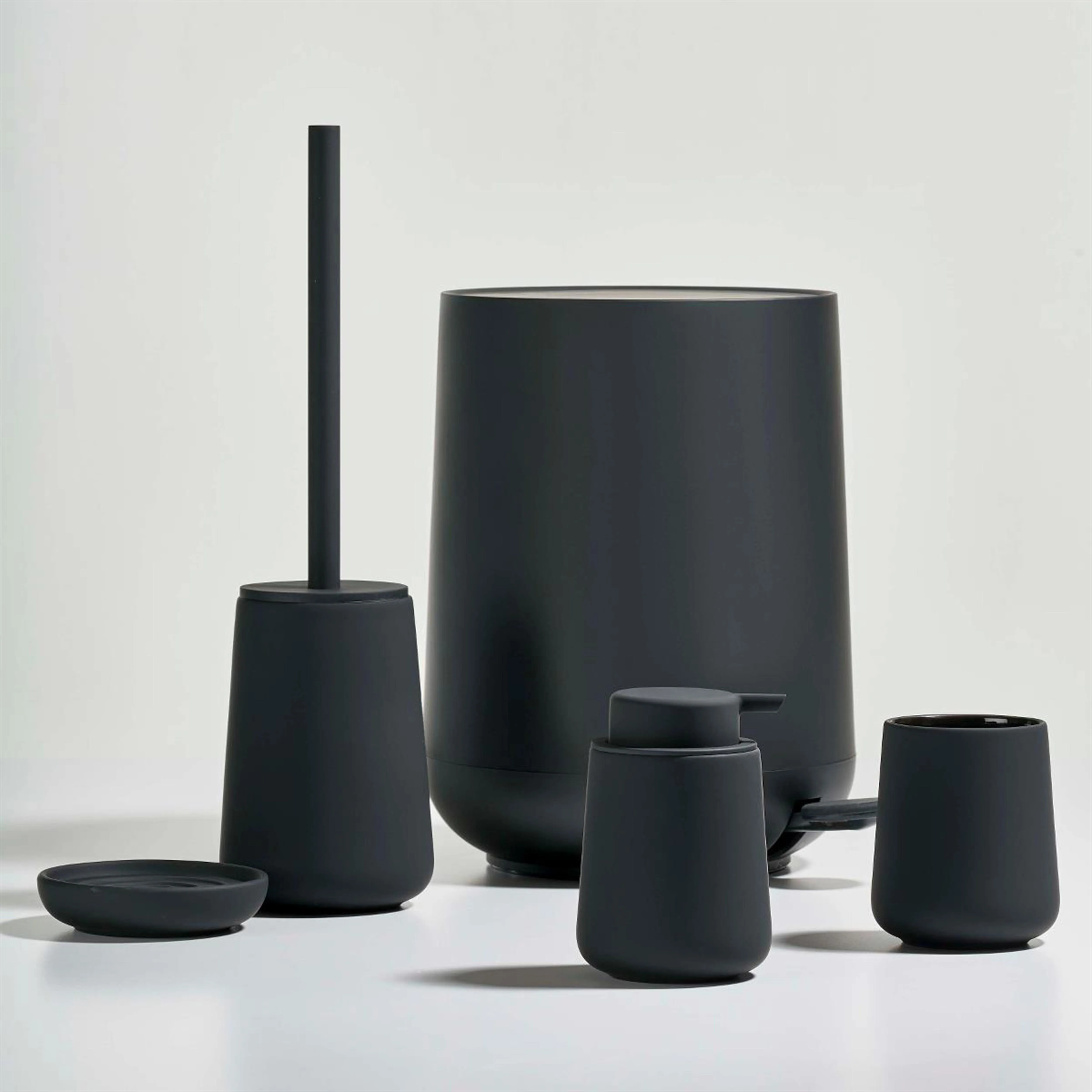 Croydex Set WC Butler – Porta Rotoli E Scopino In Nero Opaco/Legno, 4 In 1 Con Mensola