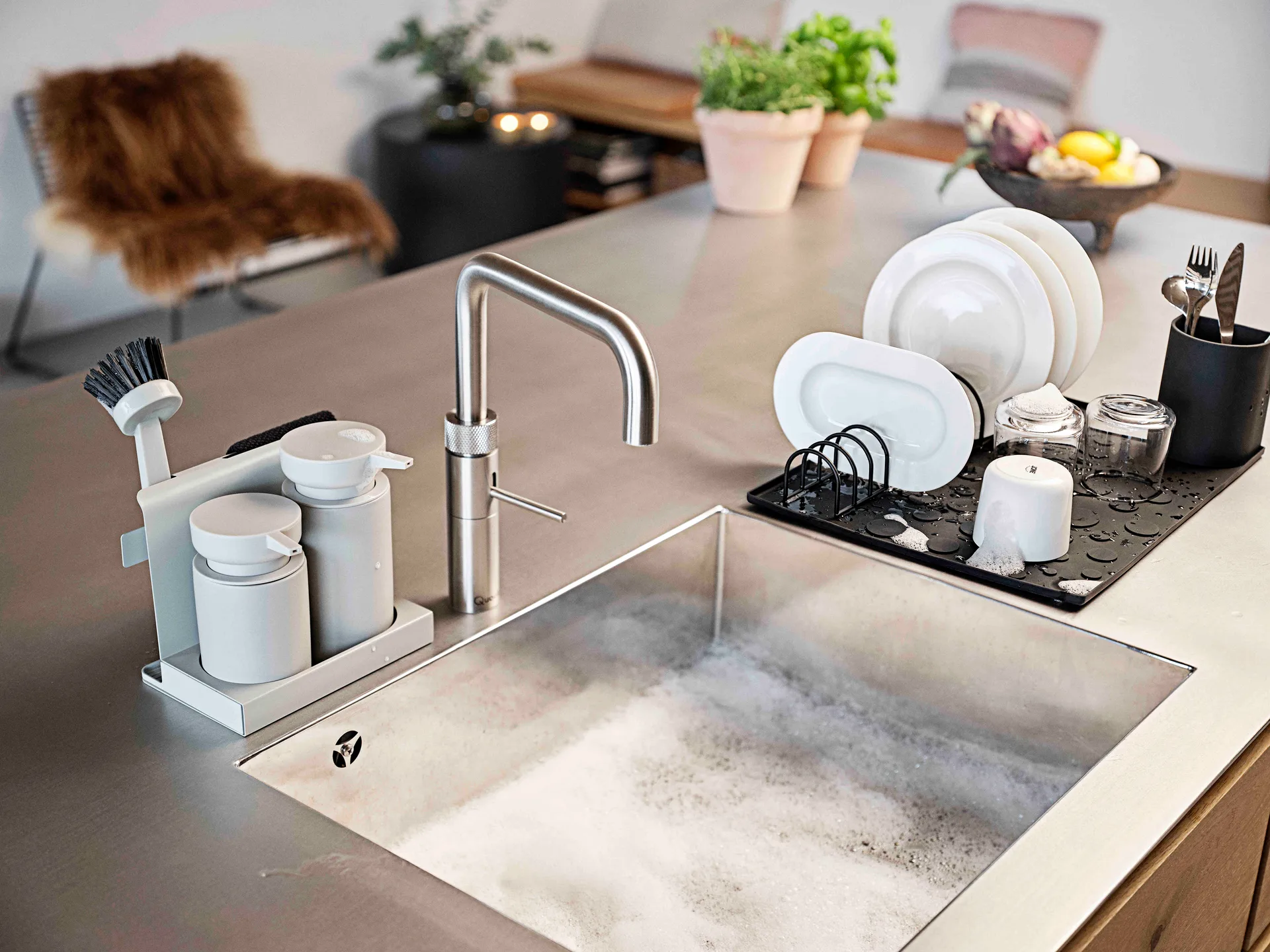 Set da 5 pezzi per il lavandino della cucina Diish, Warm grey Zone Denmark