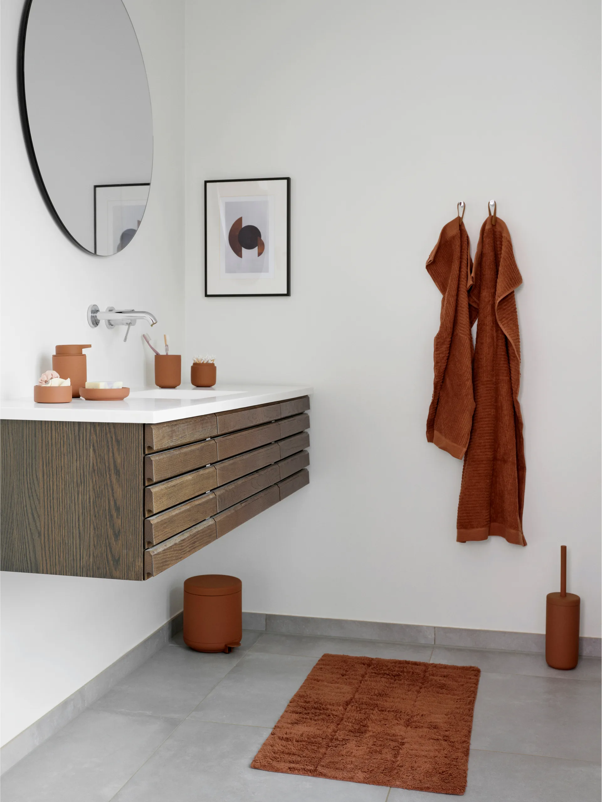 Tappeto bagno Tiles, Terracotta Zone Denmark