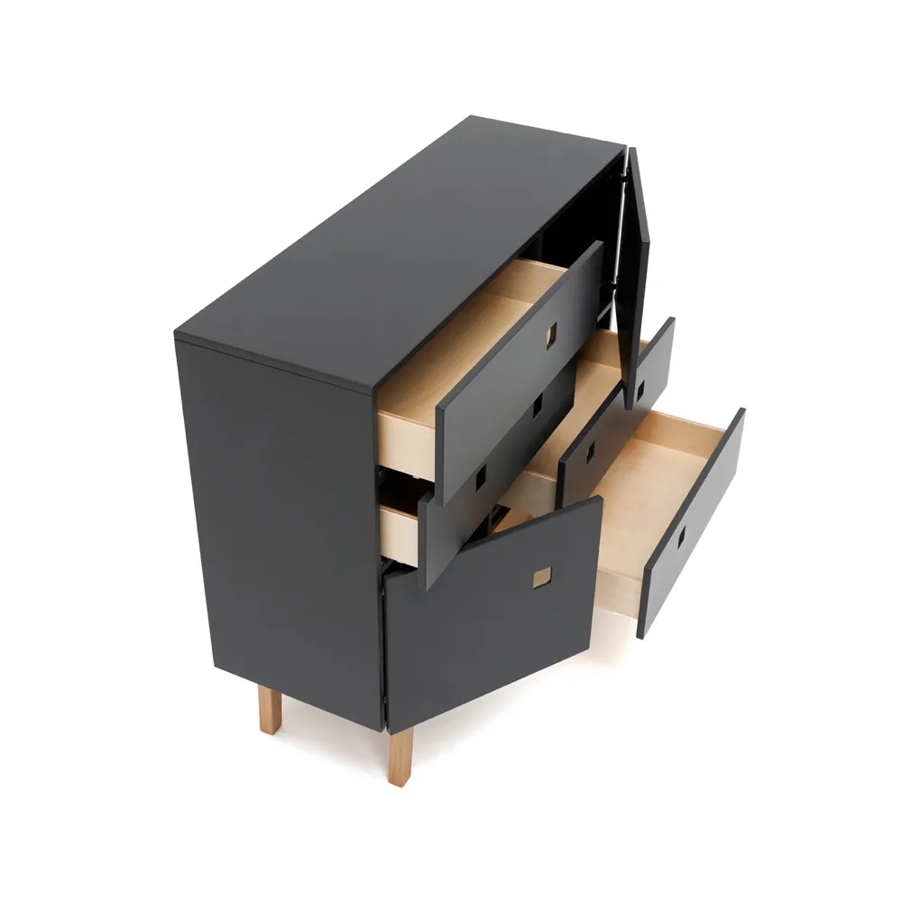 Cassettiera Peep B1, slate grey, laccato nero Zweed