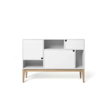 Credenza Citti 6x3 - Bianco, base in rovere laccato opaco - Zweed