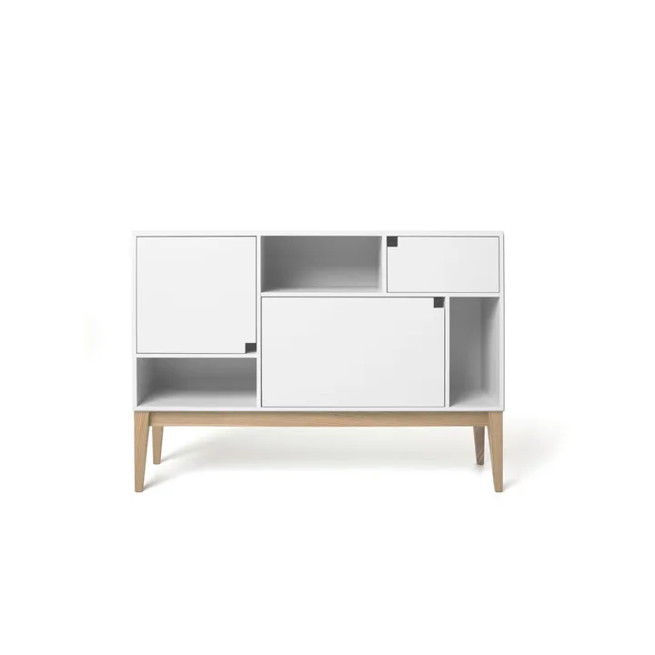 Credenza Citti 6x3 - Bianco, base in rovere laccato opaco - Zweed