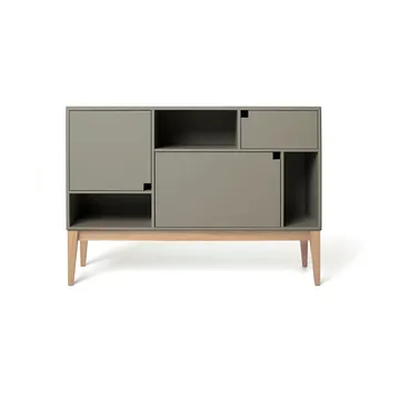 Credenza Citti 6x3 - grigio talpa, base in rovere laccato opaco - Zweed