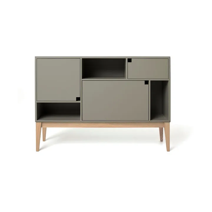 Credenza Citti 6x3 - grigio talpa, base in rovere laccato opaco - Zweed
