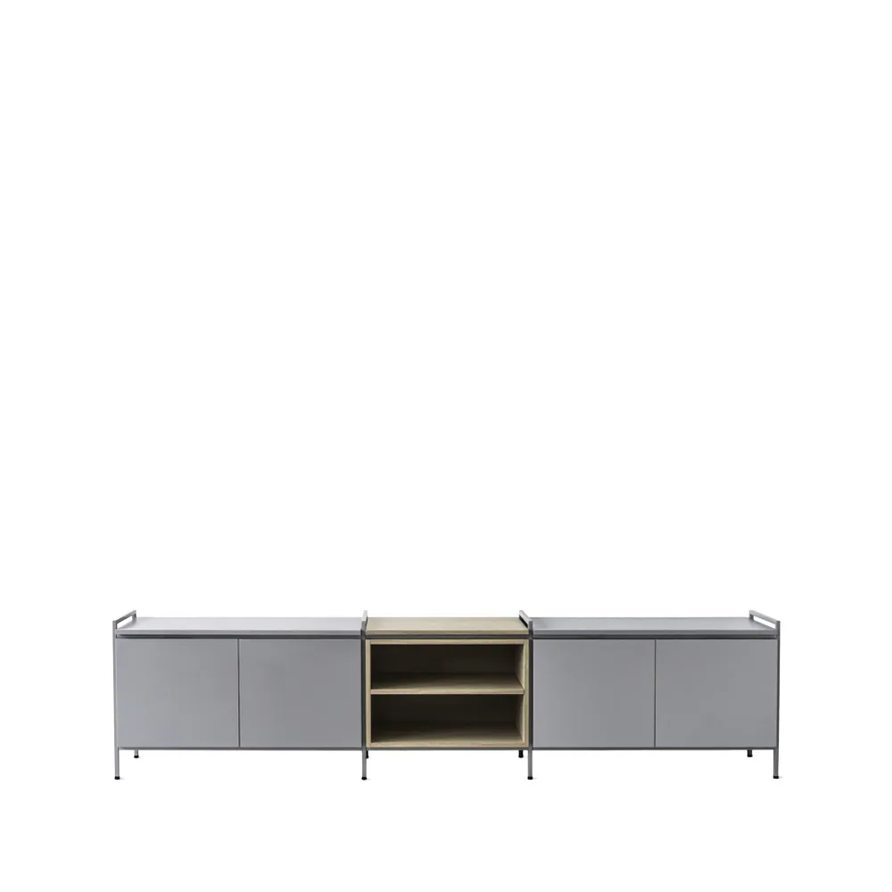 Credenza "Molto", bassa, grigio/rovere, 3 moduli Zweed