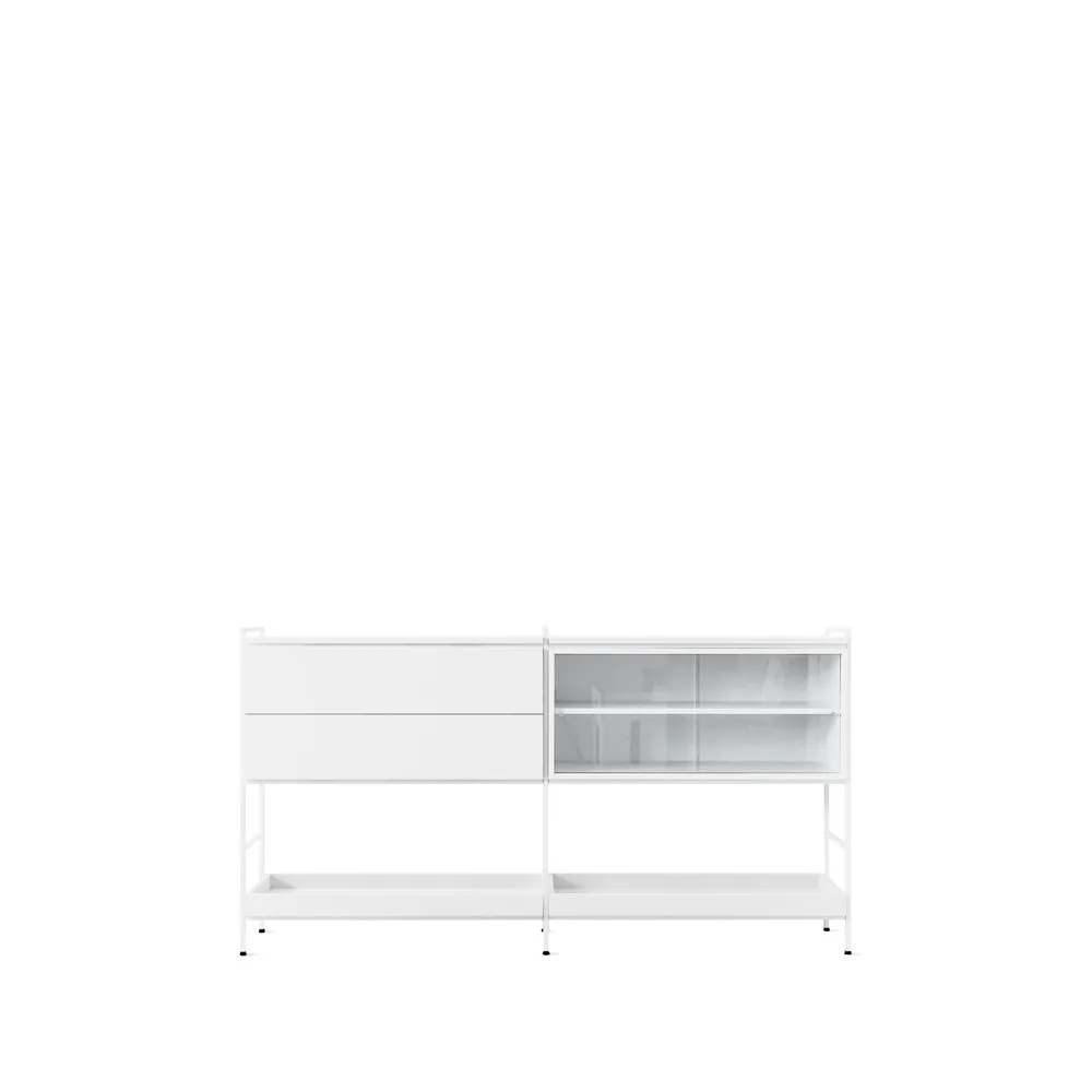 Credenza "Molto", media, bianco, 2 moduli con vetrina Zweed
