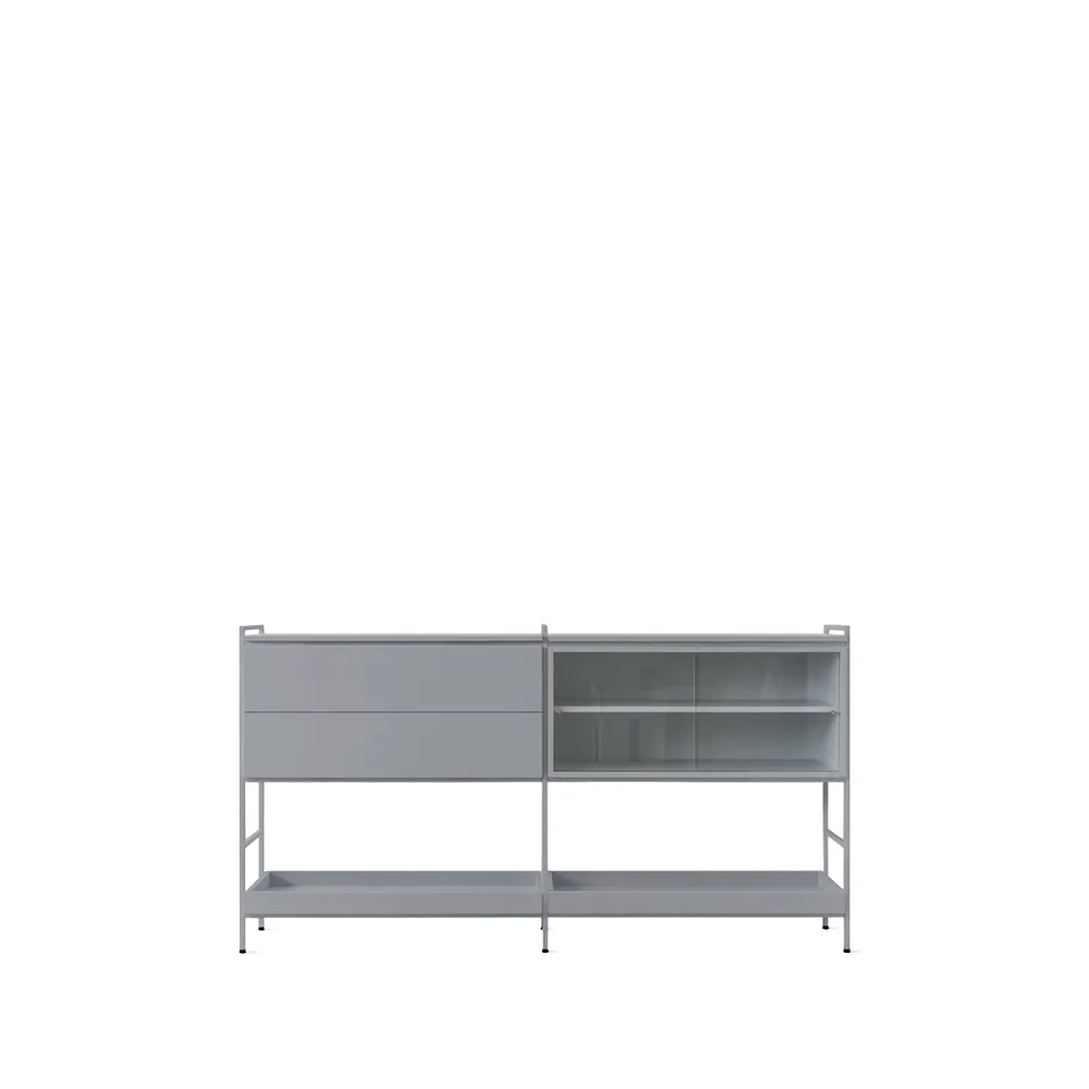 Credenza "Molto", media, grigio, 2 moduli con vetrina Zweed
