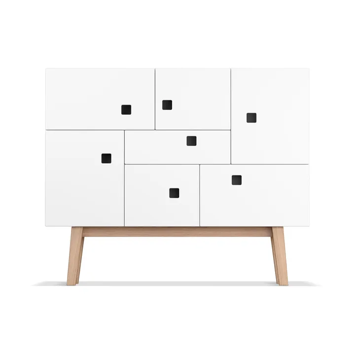 Credenza Peep C1 - bianco, retrò, struttura in rovere - Zweed