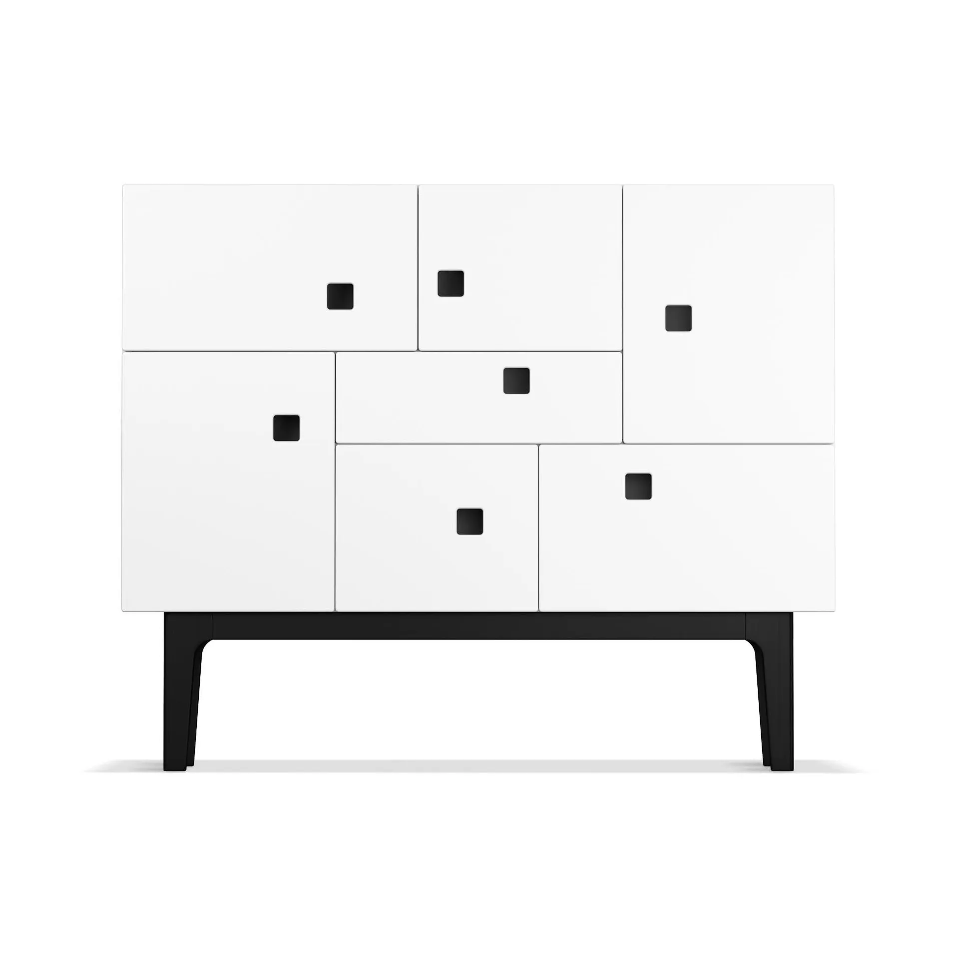 Credenza Peep C1, bianco, struttura laccata in nero Zweed