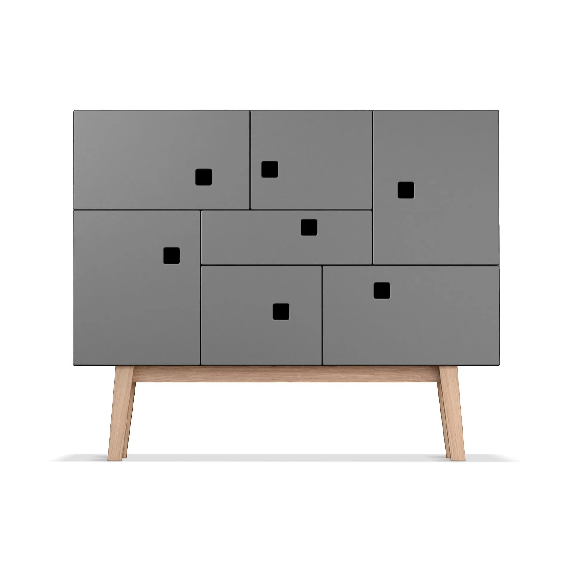 Credenza Peep C1, grigio ardesia, retrò, struttura in rovere Zweed