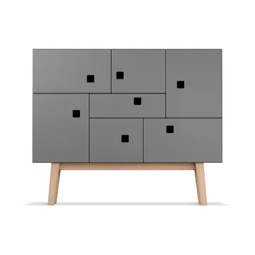 Credenza Peep C1 - grigio ardesia, retrò, struttura in rovere - Zweed