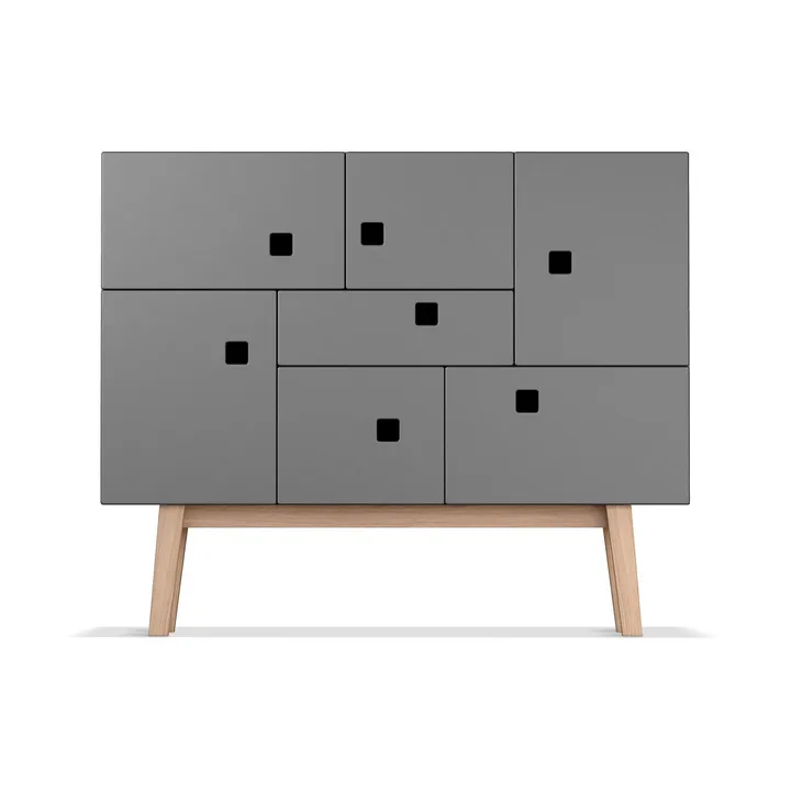 Credenza Peep C1 - grigio ardesia, retrò, struttura in rovere - Zweed